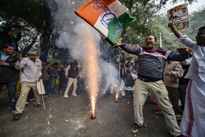 Congress Supporters And Workers Celebrate Party's Victory