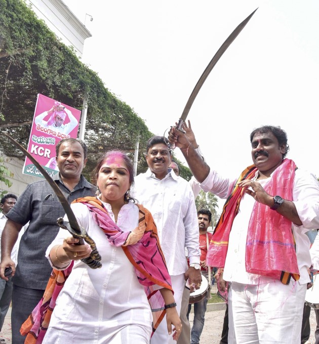 TRS Supporters And Workers Celebrate Party's Victory