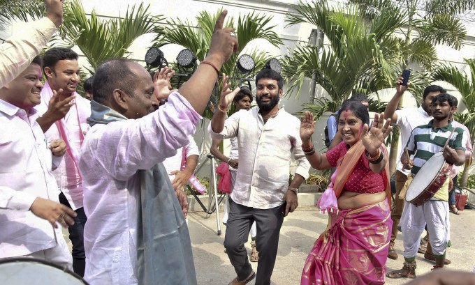 TRS Supporters And Workers Celebrate Party's Victory