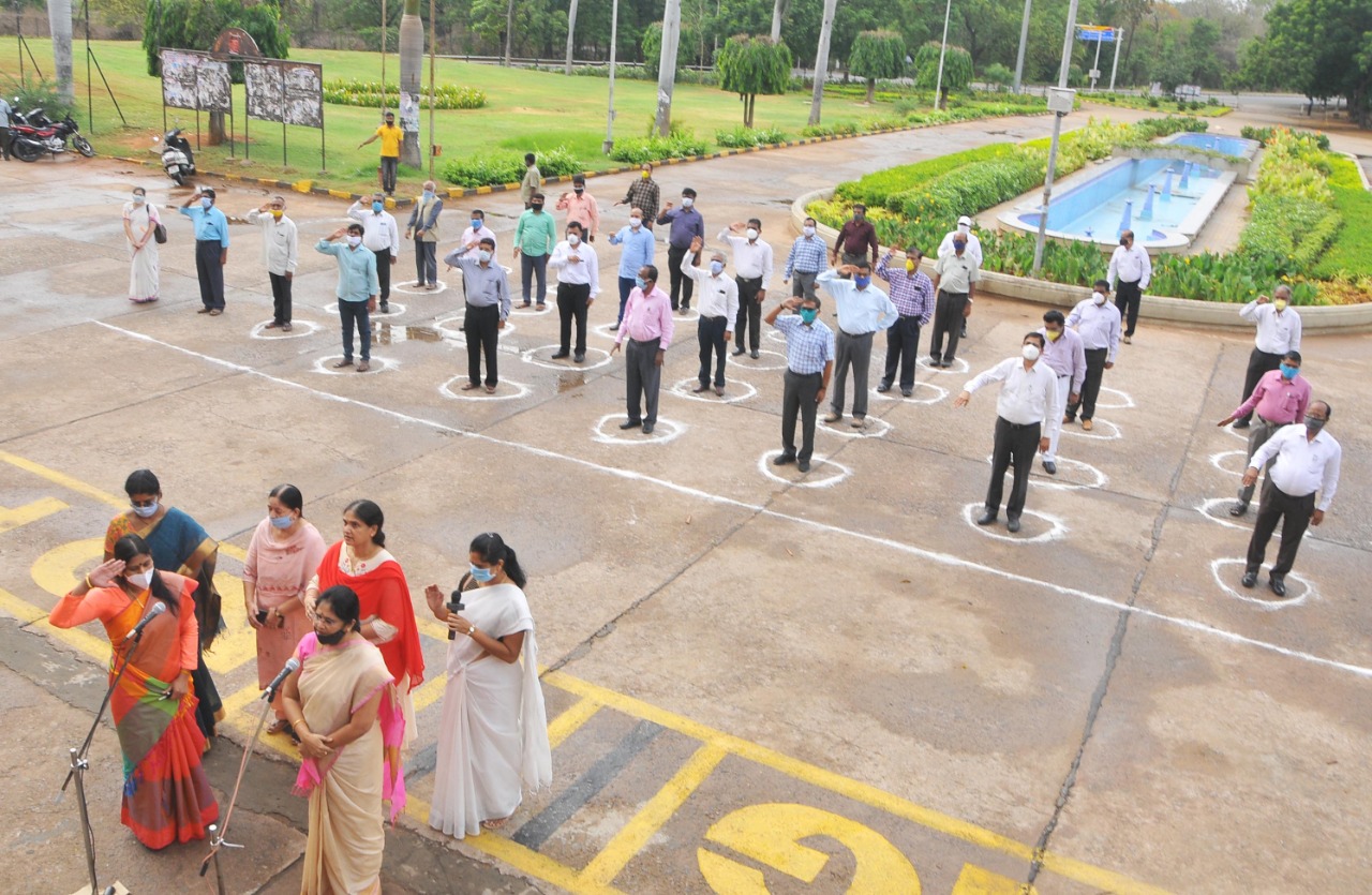 National Flag inconnection with Telangana State Formation Day Celebrations at Osmania University in Hyderabad