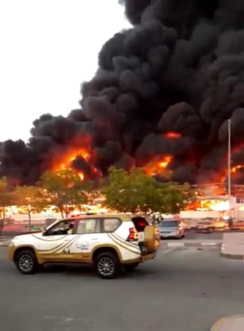 Massive Fire Breaks Out At Ajman market In Dubai