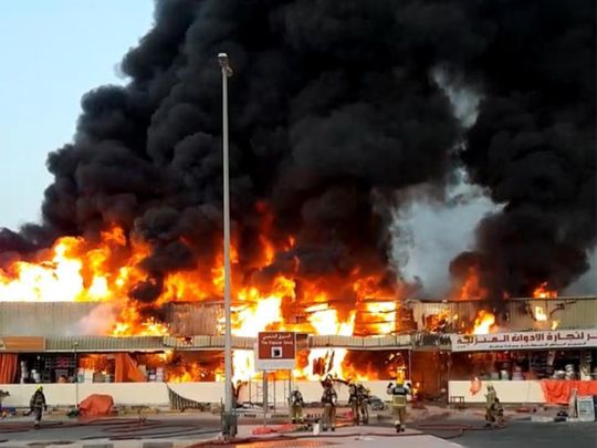 Massive Fire Breaks Out At Ajman market In Dubai