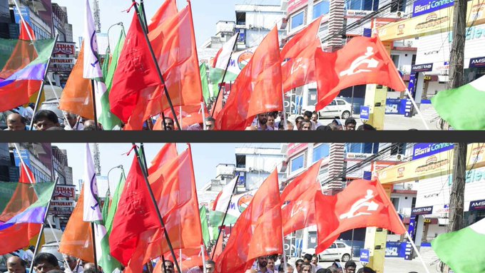 LDF supporters celebrates party's victory in the Kerala local body elections
