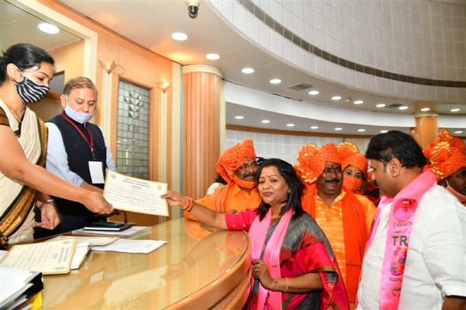 GHMC corporators taking oath in GHMC office at Hyderabad