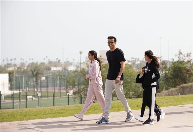 Qatar King Emir walks with Children At Park in Doha