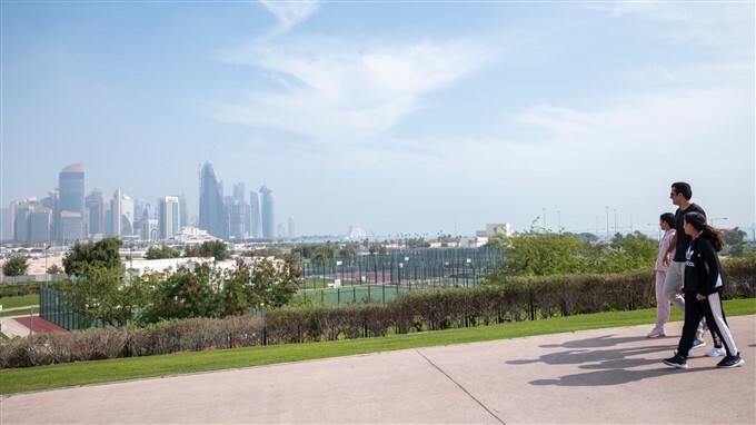 Qatar King Emir walks with Children At Park in Doha