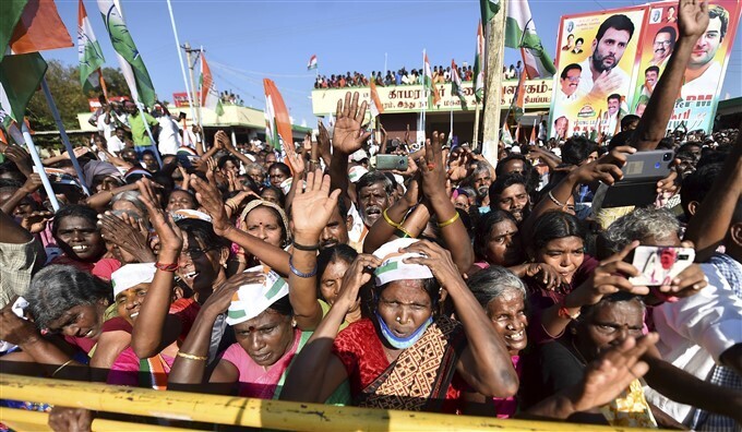 ജനമധ്യത്തില്‍ രാഹുല്‍ ഗാന്ധി: തമിഴ്‌നാട്ടിലെ തിരഞ്ഞെടുപ്പ് പ്രചാരണ ചിത്രങ്ങള്‍