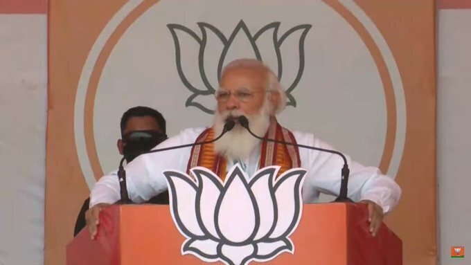 പശ്ചിമബംഗാളിലെ ഖരഗ്പൂരില്‍ ബിജെപിയുടെ തെരഞ്ഞെടുപ്പ് റാലിയില്‍ പ്രധാനമന്ത്രി സംസാരിക്കുന്നു, ചിത്രങ്ങള്‍