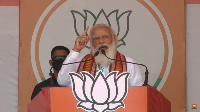 പശ്ചിമബംഗാളിലെ ഖരഗ്പൂരില്‍ ബിജെപിയുടെ തെരഞ്ഞെടുപ്പ് റാലിയില്‍ പ്രധാനമന്ത്രി സംസാരിക്കുന്നു, ചിത്രങ്ങള്‍