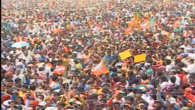 പശ്ചിമബംഗാളിലെ ഖരഗ്പൂരില്‍ ബിജെപിയുടെ തെരഞ്ഞെടുപ്പ് റാലിയില്‍ പ്രധാനമന്ത്രി സംസാരിക്കുന്നു, ചിത്രങ്ങള്‍