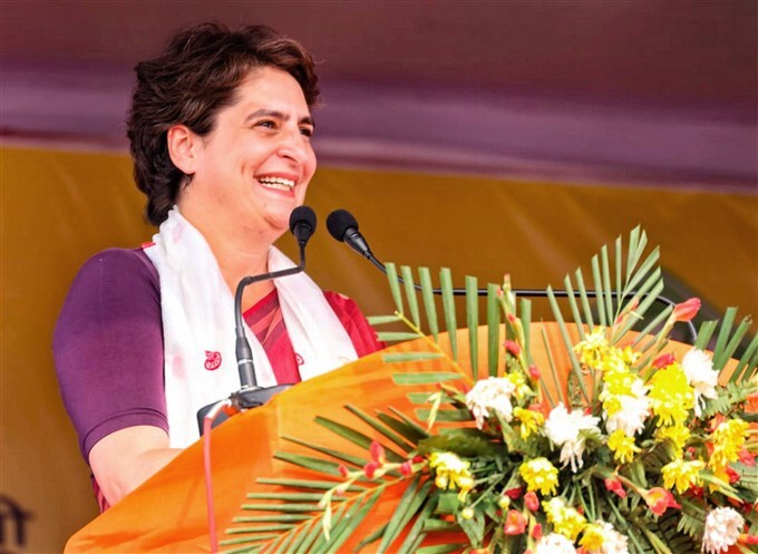 Congress leader Priyanka Gandhi during election campaign rally In Assam