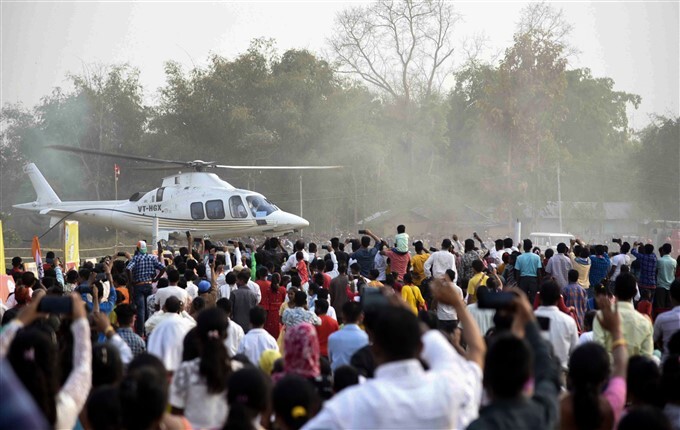 Congress leader Priyanka Gandhi during election campaign rally In Assam