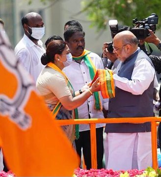 HM Amit Shah During A roadshow In Tamil Nadu