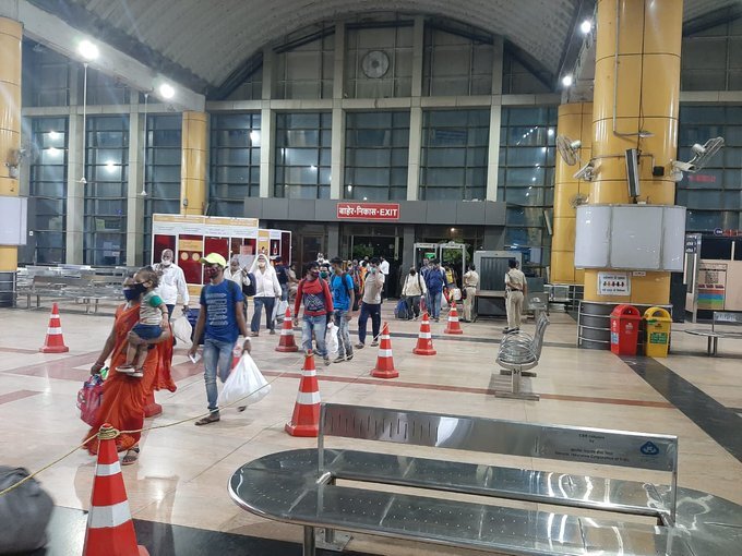 Passengers at Lokmanya Tilak Terminus to board outstation trains, in Mumbai