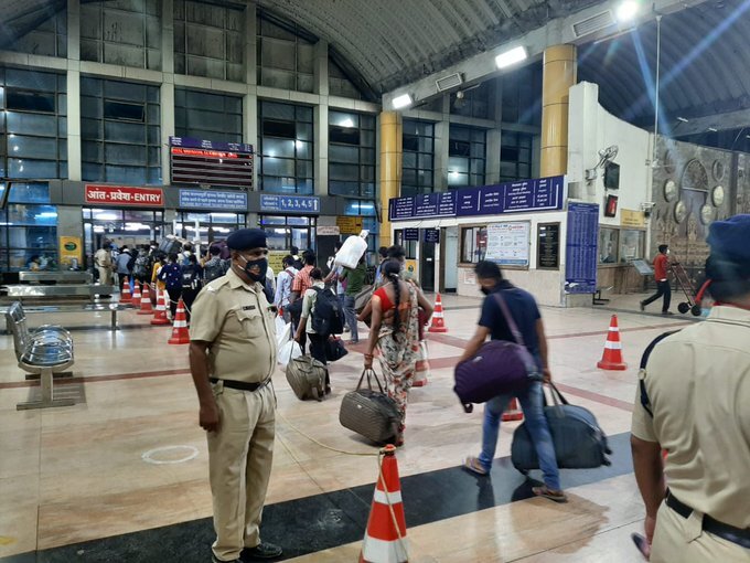 Passengers at Lokmanya Tilak Terminus to board outstation trains, in Mumbai