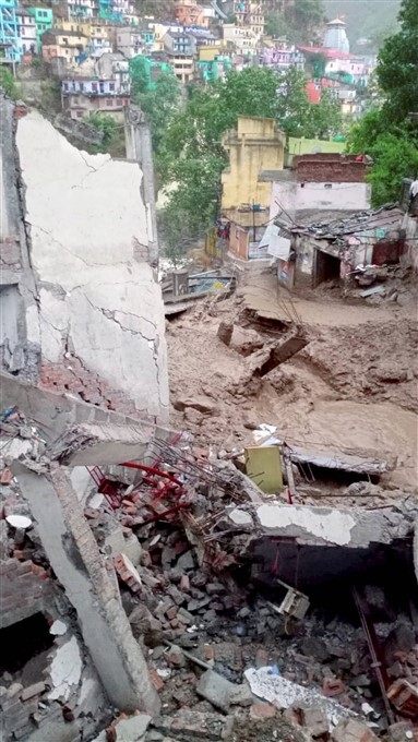 Rescue and relief operation After Several houses and shops damaged due to cloudburst In Uttarakhand
