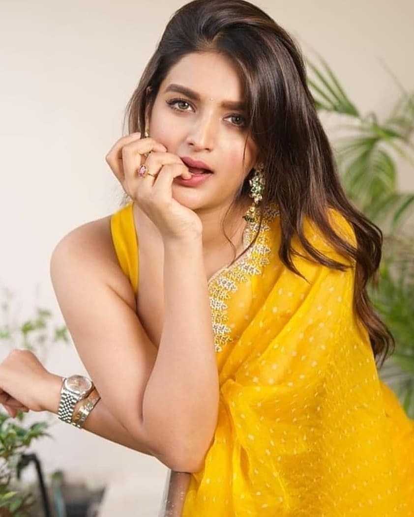 മഞ്ഞ സാരിയിൽ സുന്ദരിയായി നടി നിധി അഗർവാൾ ചിത്രങ്ങൾ