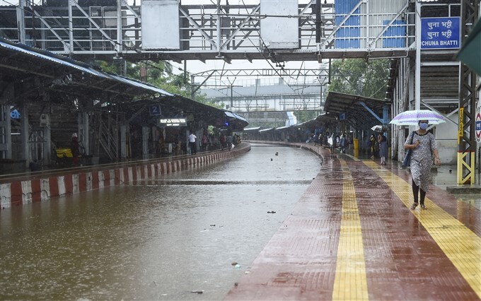 Flooded Roads And Railway Track Due To Heavy Rain In Mumbai