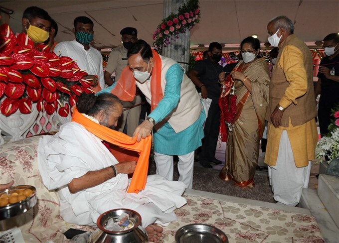 HM Amit Shah And Gujarat CM Vijay Rupani During Jagannath Rath Yatra In Gujarat
