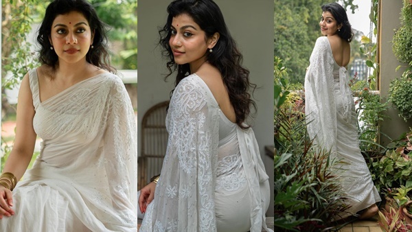 തുവെള്ള സാരിയില്‍ കിടിലന്‍ ലുക്കില്‍ ശ്രുതി രാമചന്ദ്രന്‍: വൈറലായി ചിത്രങ്ങല്‍