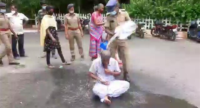 Couple Try to set them Into blaze In front of the district collector office in Tiruvallur