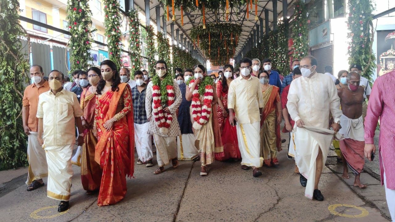 മോഹന്‍ലാലും സുചിത്രയും ഗുരുവായൂരില്‍; രവി പിള്ളയുടെ മകന്റെ കല്യാണത്തിന് താരപ്പകിട്ട്, ചിത്രങ്ങള്‍