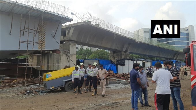 ಚಿತ್ರಗಳು: ಬಾಂದ್ರಾದಲ್ಲಿ ನಿರ್ಮಾಣ ಹಂತದಲ್ಲಿದ್ದ  ಸೇತುವೆ ಕುಸಿತ