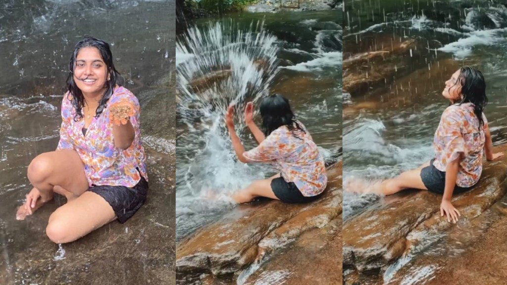 മഴ നനഞ്ഞ് അരുവിയില്‍ നീരാടി നിമിഷ സജയന്‍: വൈറലായി ചിത്രങ്ങള്‍