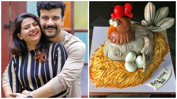 മുട്ടയിടുന്ന പൂവന്‍കോഴി; ഭാര്യ കിളിക്ക് രമേശ് പിഷാരടിയുടെ വക 'കോഴി' കേക്ക്; ചിരി അടക്കാനാകാതെ ആരാധകര്‍