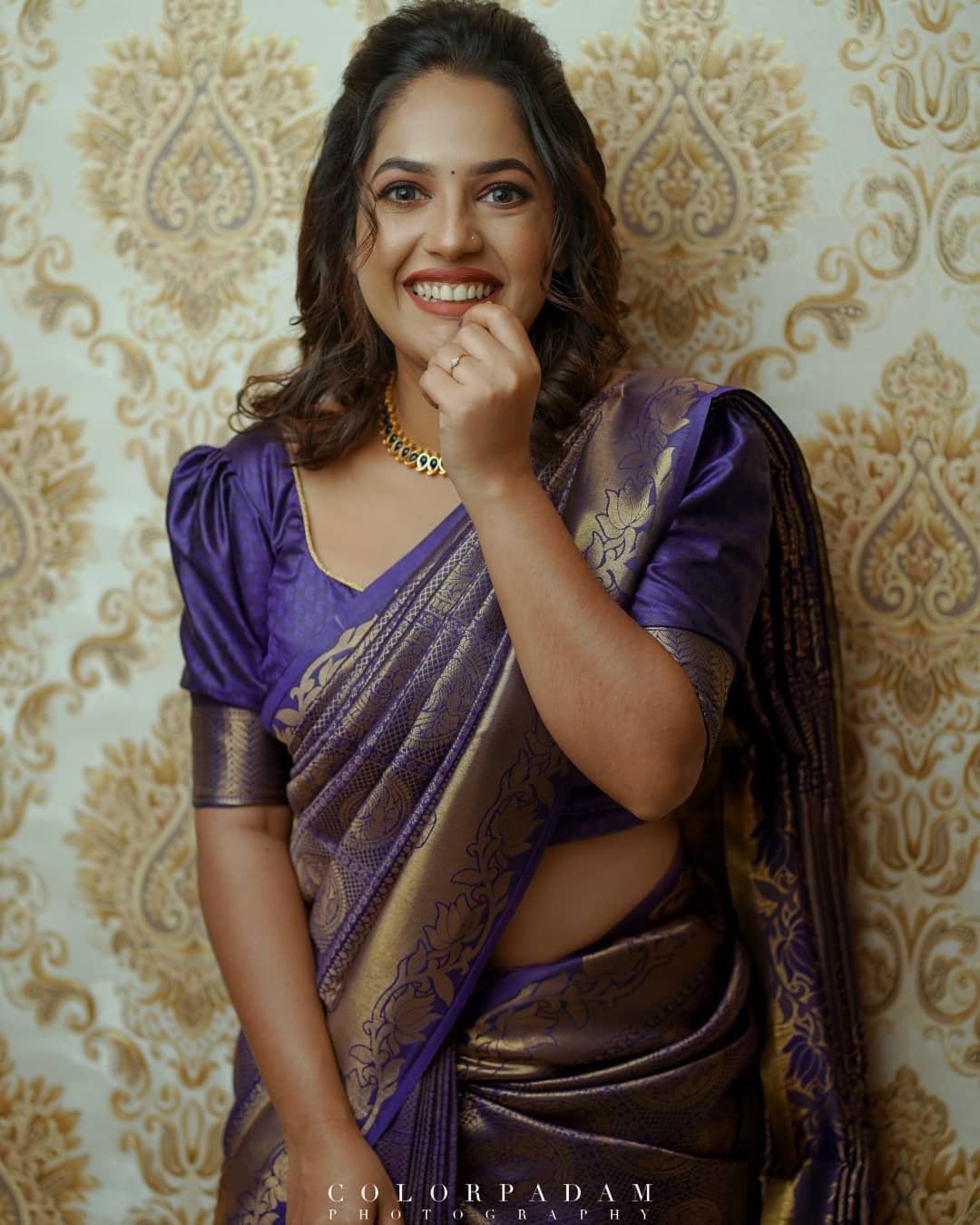 'ചിരികണ്ടാൽ മതി കണ്ണെടുക്കില്ല'; വയലറ്റ് സാരിയിൽ അതീവ സുന്ദരിയായി സീരിയൽ താരം അമൃത നായർ