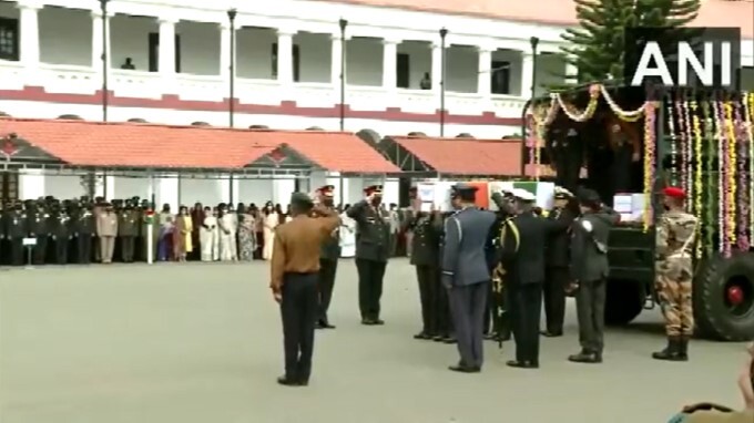 Mortal Remains Of those who died in the military chopper crash brought to Madras Regimental Centre