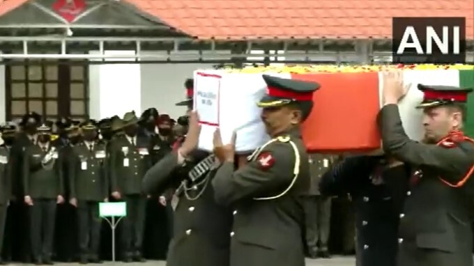 Mortal Remains Of those who died in the military chopper crash brought to Madras Regimental Centre