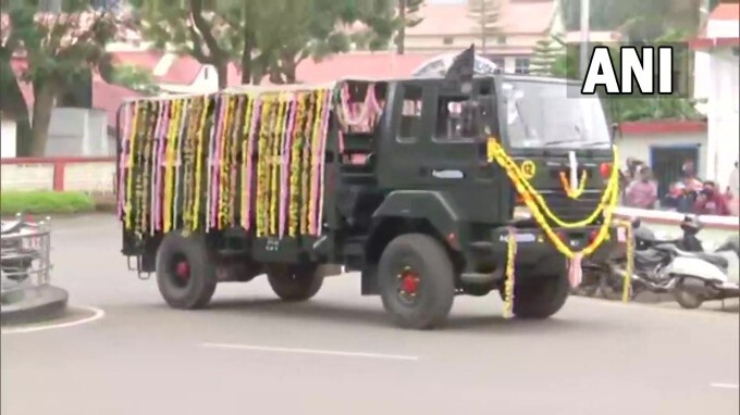 Mortal Remains Of those who died in the military chopper crash brought to Madras Regimental Centre