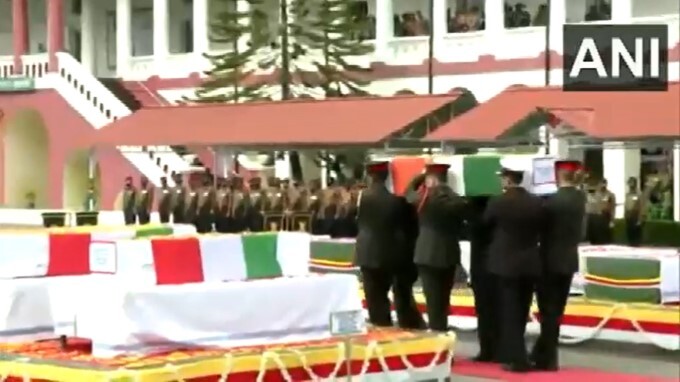 Mortal Remains Of those who died in the military chopper crash brought to Madras Regimental Centre