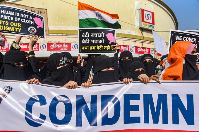 Protest Against Hijab Restrictions In Karnataka Across India, 12/02/2022