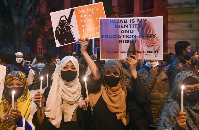 Protest Against Hijab Restrictions In Karnataka Across India, 12/02/2022