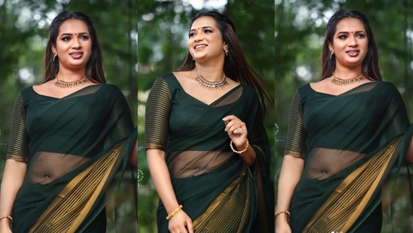 സാരിയില്‍ മിന്നിത്തിളങ്ങി കുടുംബവിളക്കിലെ 'വേദിക': വൈറലായി ശരണ്യയുടെ ചിത്രങ്ങള്‍