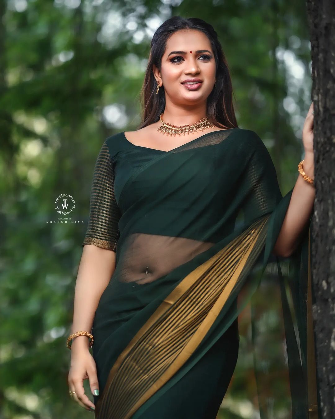 സാരിയില്‍ മിന്നിത്തിളങ്ങി കുടുംബവിളക്കിലെ 'വേദിക': വൈറലായി ശരണ്യയുടെ ചിത്രങ്ങള്‍