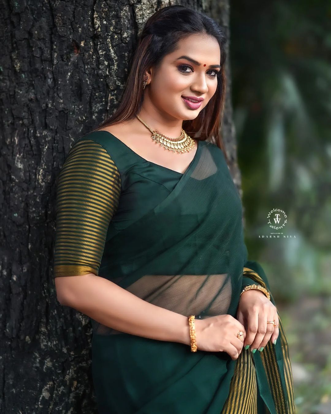 സാരിയില്‍ മിന്നിത്തിളങ്ങി കുടുംബവിളക്കിലെ 'വേദിക': വൈറലായി ശരണ്യയുടെ ചിത്രങ്ങള്‍