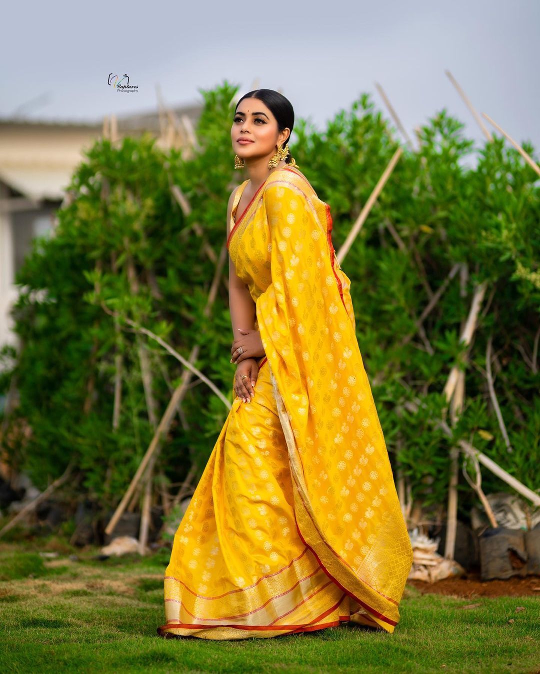 മഞ്ഞലയില്‍ മുങ്ങിതോര്‍ത്തി; സാരിയില്‍ അതീവ സുന്ദരിയായി ഷംന കാസിം