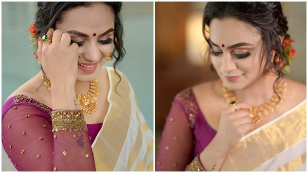 ചിരിക്കോണിലെ സൗന്ദ്യരം...സാരിയില്‍ നാണത്തോടെ ലക്ഷ്മി നക്ഷത്ര