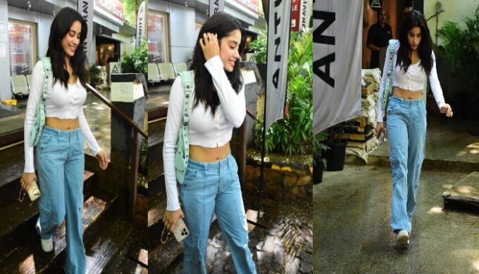 Bollywood Actress Janhvi Kapoor Looks Stunning In Crop Top And Jeans