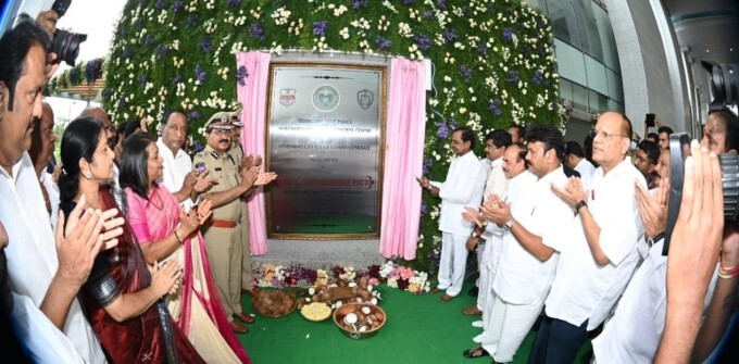 Telangana CM Kcr Inaugurates Telangana Police Integrated Command Control Centre