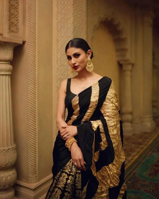 Bollywood Actress Mouni Roy Stuns Everyone With Black And Golden Saree