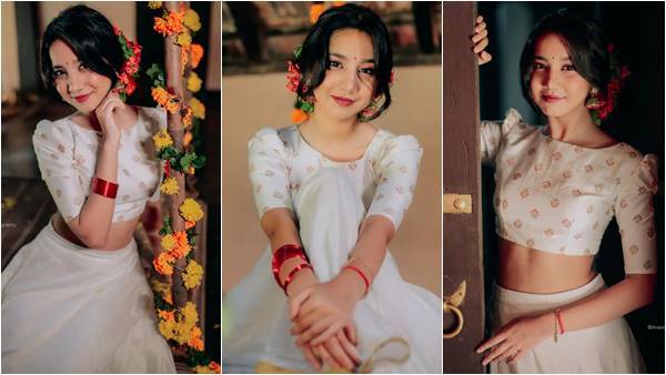 ഓണം വൈബ്സ്... സെറ്റ് പാവാടയിൽ സുന്ദരിയായി മാവ്യു താരം തമന്ന പ്രമോദ്!