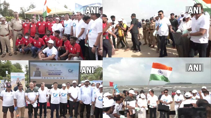 Goa CM Pramod Sawant And Union Minister During Clean Coast, Safe Sea