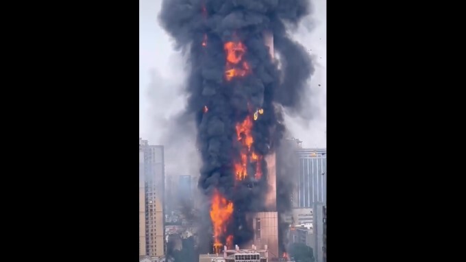 Massive Fire At A High-rise Building In Changsha, China