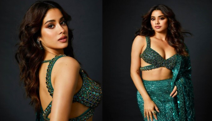 Bollywood Actress Janhvi Kapoor Looks Hot In green lehenga Choli