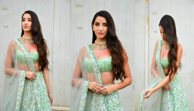Bollywood Actress Nora Fatehi Looks Stunning In Lehenga Choli