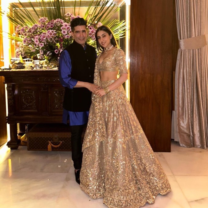 Bollywood Actress Sara Ali Khan Looks Gorgeous In This Golden Lehenga